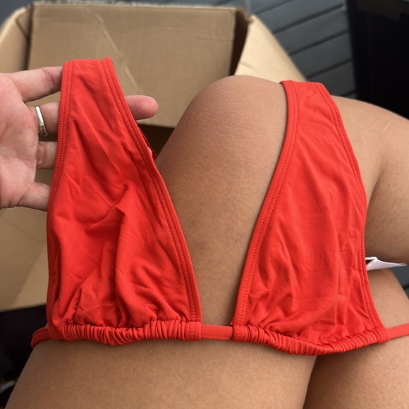 WeWoreWhat Halter Bikini Top in Burnt Orange size sm swimwear - Picture 3 of 5